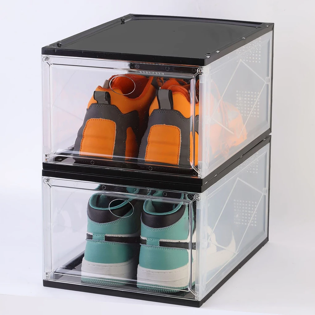 

1/2Packs Transparent Shoe Box Shoes Plastic Thickened Dustproof Storage Box Stackable Combined Shoe Cabinet for AJ Sneakers