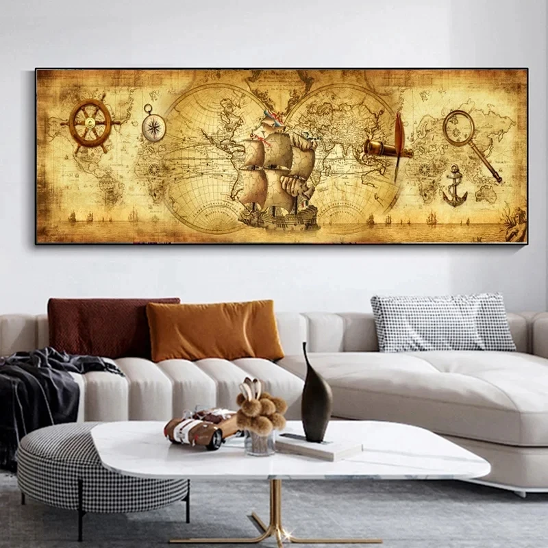 Большая алмазная живопись сделай сам Старая карта мира ретро-арт Набор для