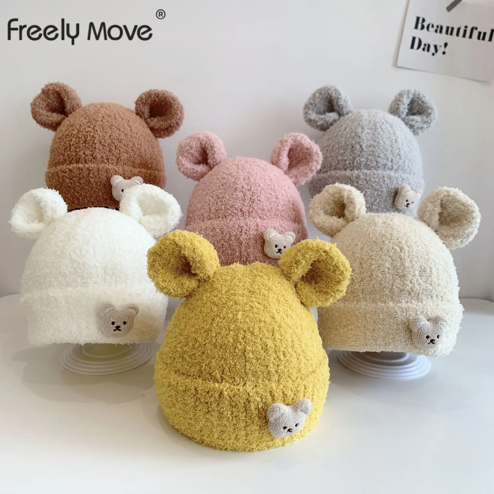 

Freely Move 2PCS Baby Lambs Wool Hat Ear Cap for Boys and Girls Winter Hat Scarf Set Toddler Boys Cap Scarf Infant Accessories