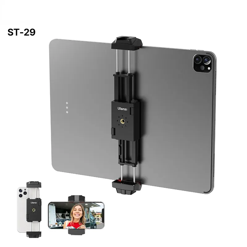 

NEW2023 ST-29 Tablet Tripod Mount Stand Phone Holder w Cold Shoe iPad Air Pro Horizontal Vertical Shooting