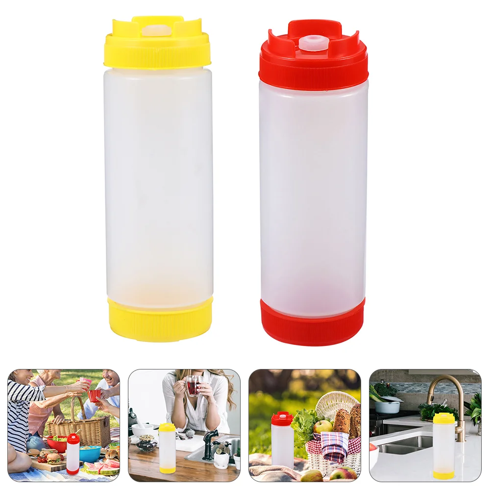 

Plastic Seasoning Bottle Two Heads Squeeze Bottle Tomato Dispenser Ketchup Salad Dressing Squeezer Sauce Bottle at Both Ends
