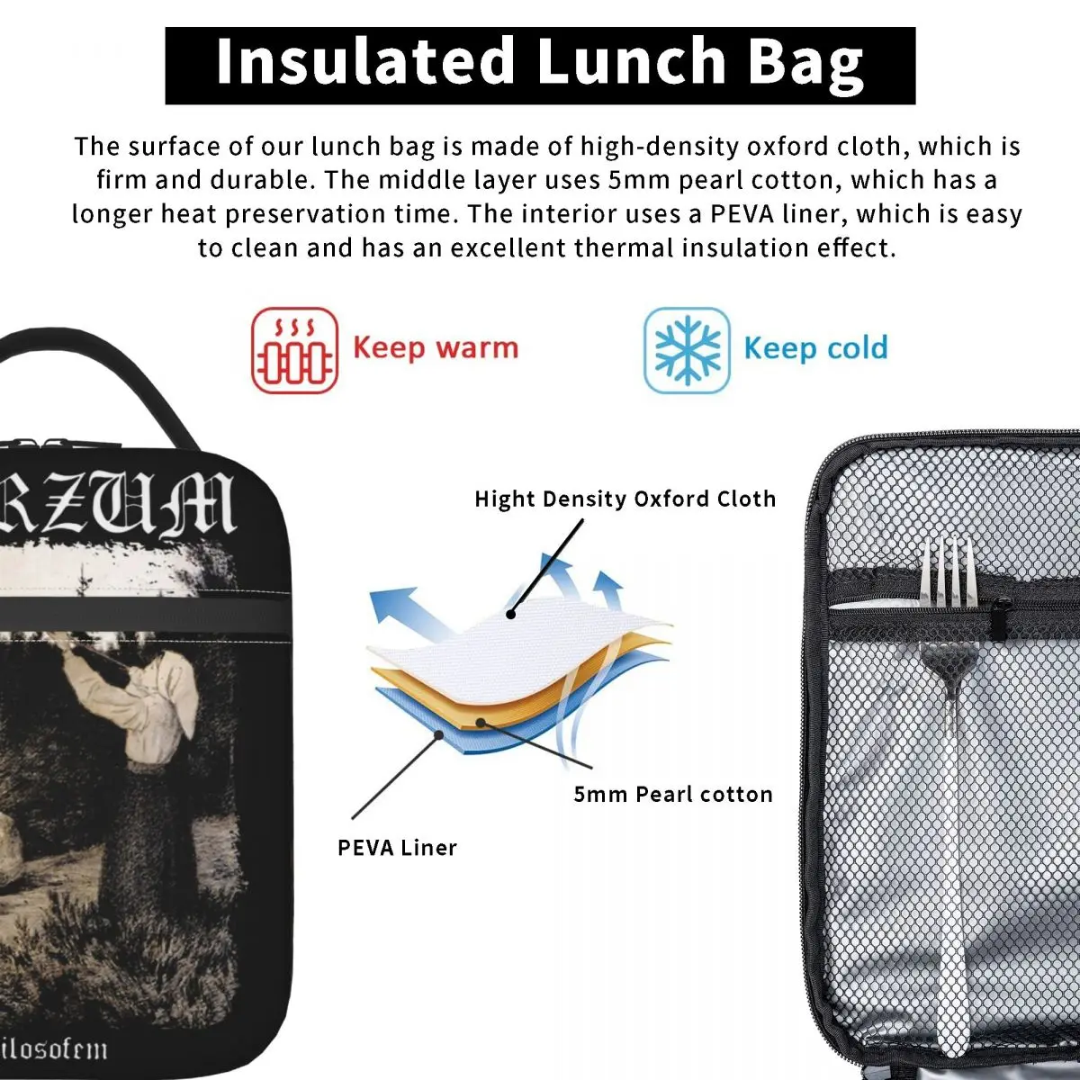 Теплоизолированная сумка для ланча Burzum Blow The Tube вместительный контейнер еды