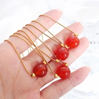 amaiyllis 18k gold simple snake bone chain red agate pendant necklace lucky red bead snake bone chain necklace jewelry
