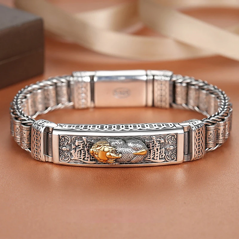 

New Products Lucky and Brave Troops Passepartout Silver Men's Bracelet Wealth Beads Ins Personality Trend Jewelry Accessories