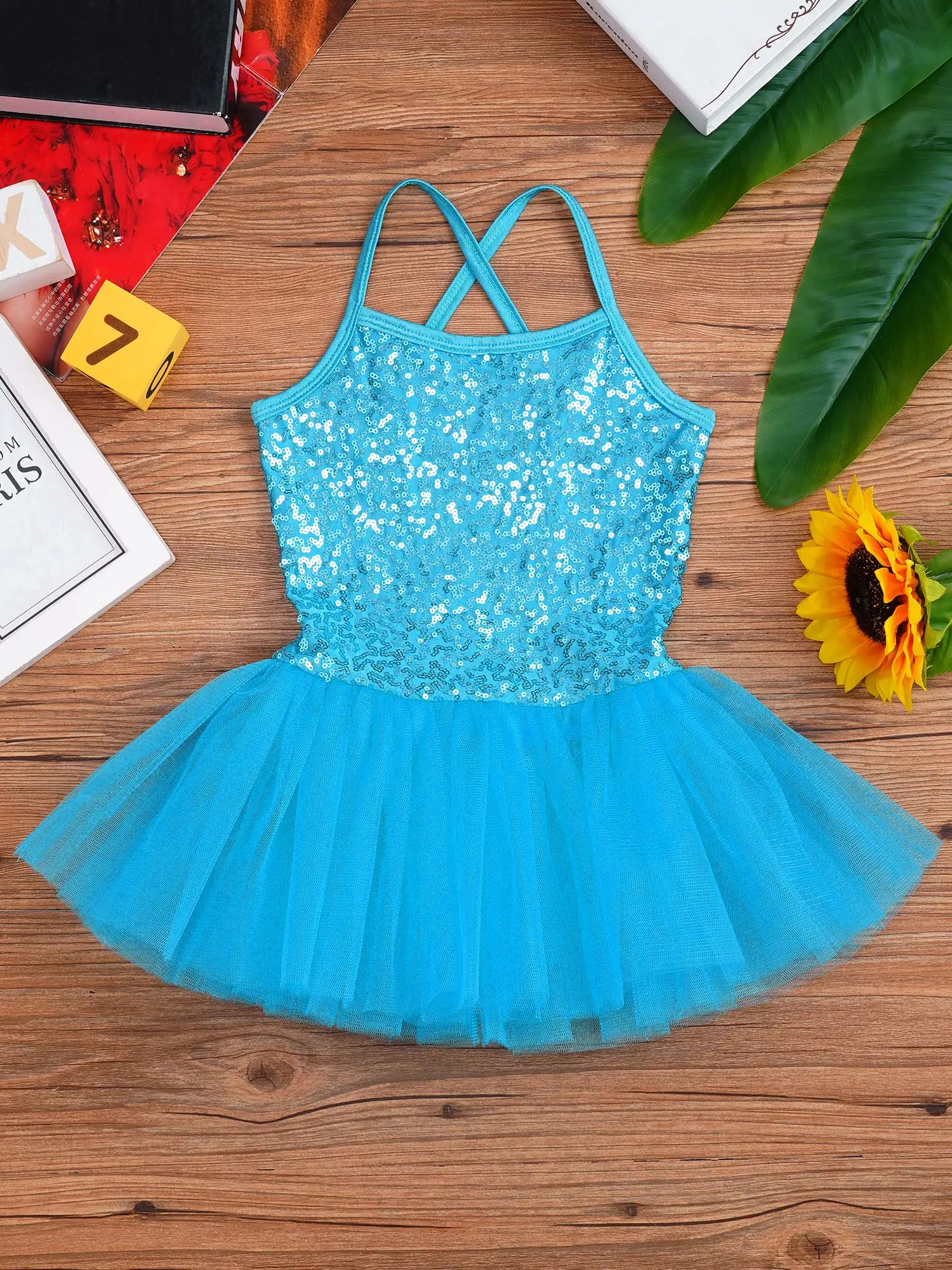 

Kids Girls Ballet Dance Dress Ballerina Dancewear Sequined Tutu Ballet Dance Leotard Dress for Stage Performance Dancing Party