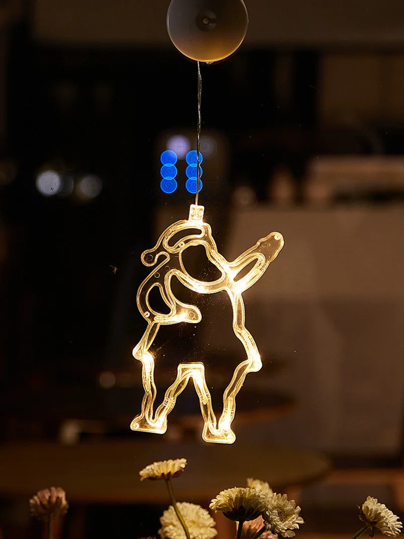 

Led Christmas Lights Santa Claus Snowman Window Suction Cup Lights Christmas Tree Holiday Hook Lights Home Decoration