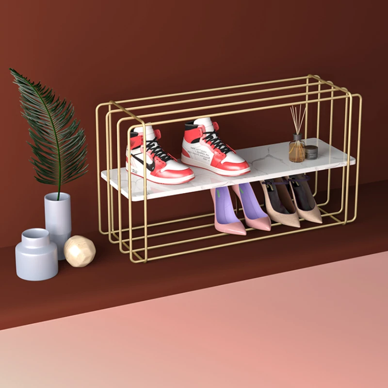 

Light Luxury Ins Home Indoor Net Red Shoe Rack Marble Simple Display Stand Door Stone Plate Nordic Multi-Layer Shoe Cabinet