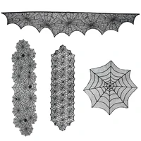 1pcs halloween black spider web tablecloth lace fireplace scarf decoration supplies halloween party home decoration horror props
