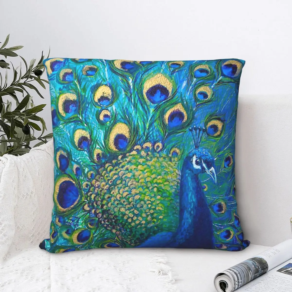 Чехол для подушки в виде павлина |