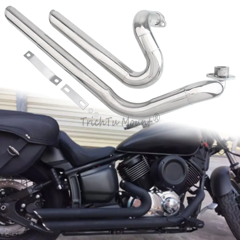 Фото Комплект выхлопных труб Duals Complete для мотоциклов Yamaha Dragstar 400 650 V-Star400 XVS650 XVS400, глушитель, выхлопные трубы Drag Pipes №1