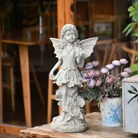 Euroepan Resin Angel Sculpture Flower Fairy Ornaments Art Outdoor Park Figurines Decoration Courtyard Garden Furnishing Crafts