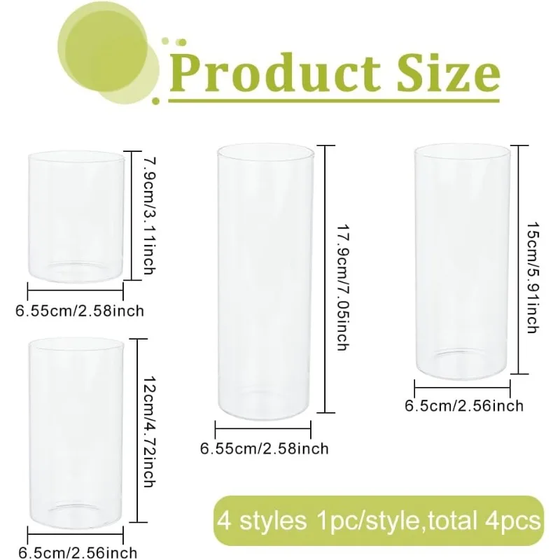 

Набор из 4 стеклянных цилиндрических ваз