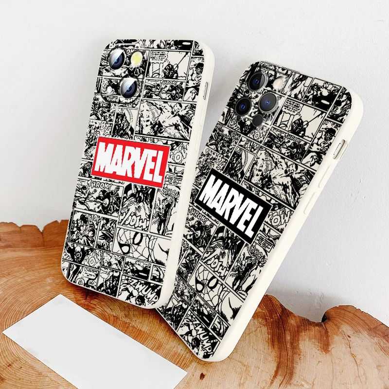 

Avengers Marvel Logo Comics Phone Case For Apple iPhone 14 13 12 Mini 11 XS Pro Max X XR 8 7 SE 2020 Armour Liquid Rope Cover