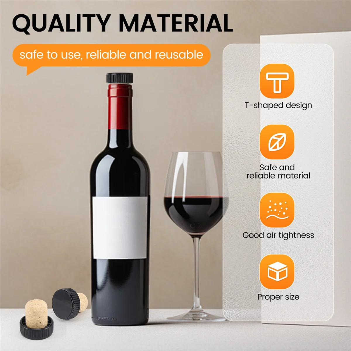 Пробки для дегустации вина Т-образной формы с пластиковой верхней частью
