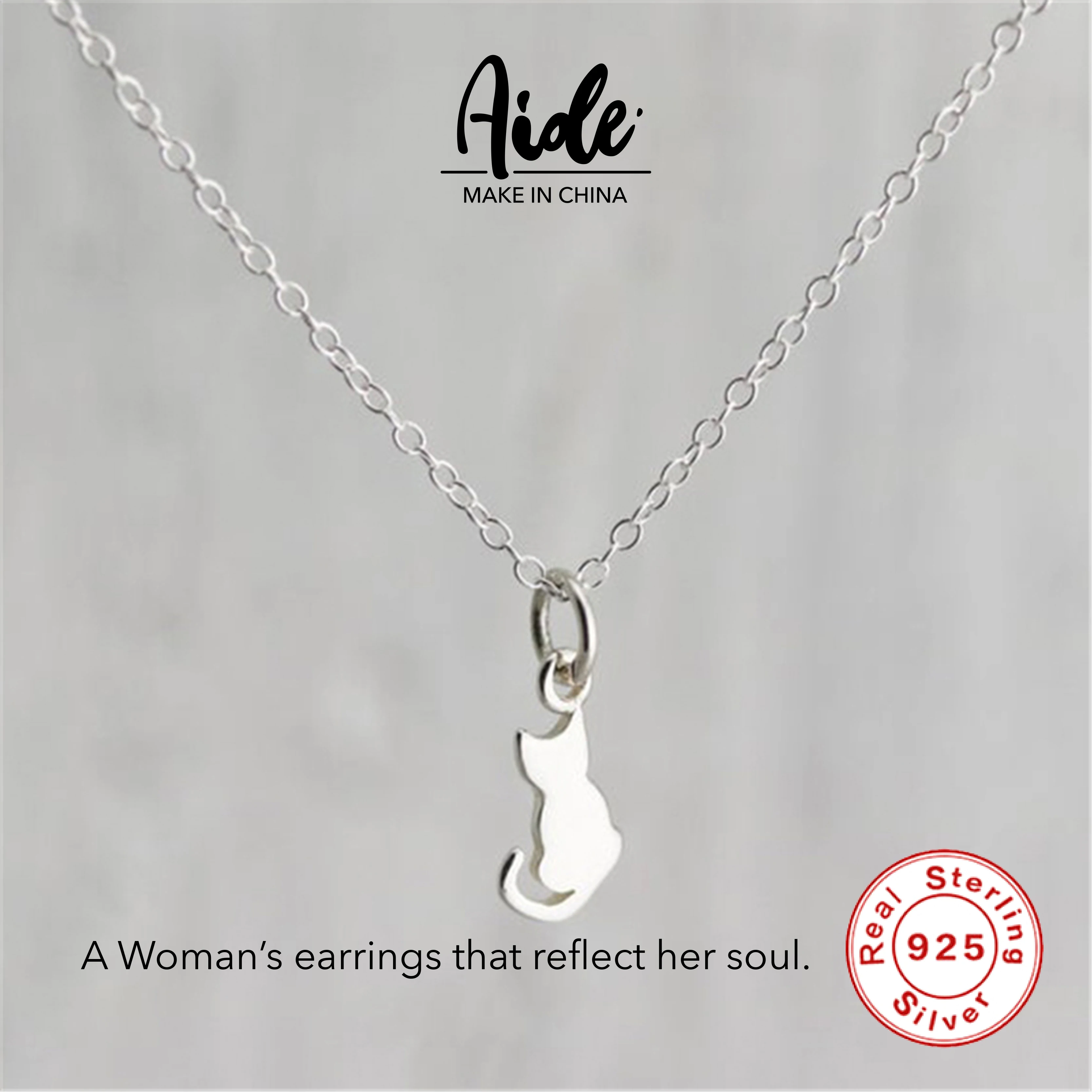 

Ожерелье из серебра 925 пробы с подвеской в виде кошки