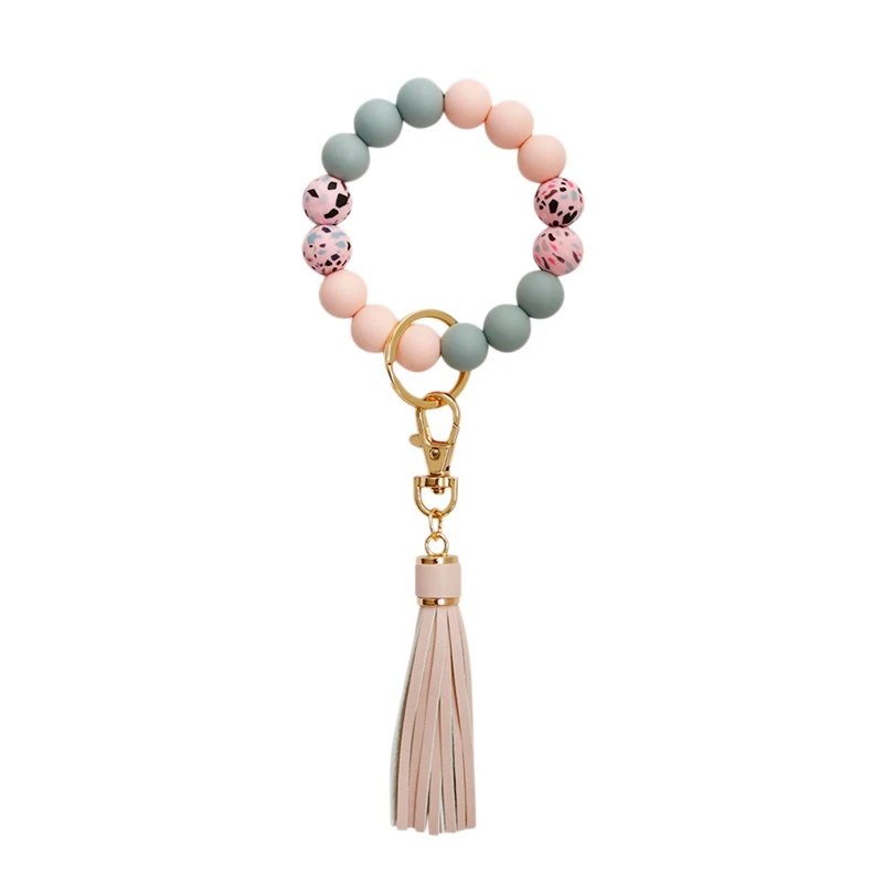 

Wrist Keychain Silicone Bracelet Car Keychain, Women's Beaded Bracelet Keychain Wristband