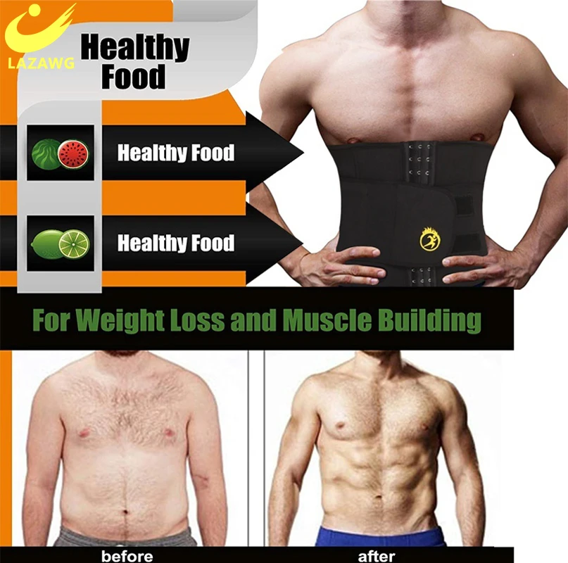 LAZAWG Mens Waist Trainer Male Abdomen Reducer Slimming Belt Body Shaper Bandage Wrap Workout Corset Belly Shapewear Trimmer