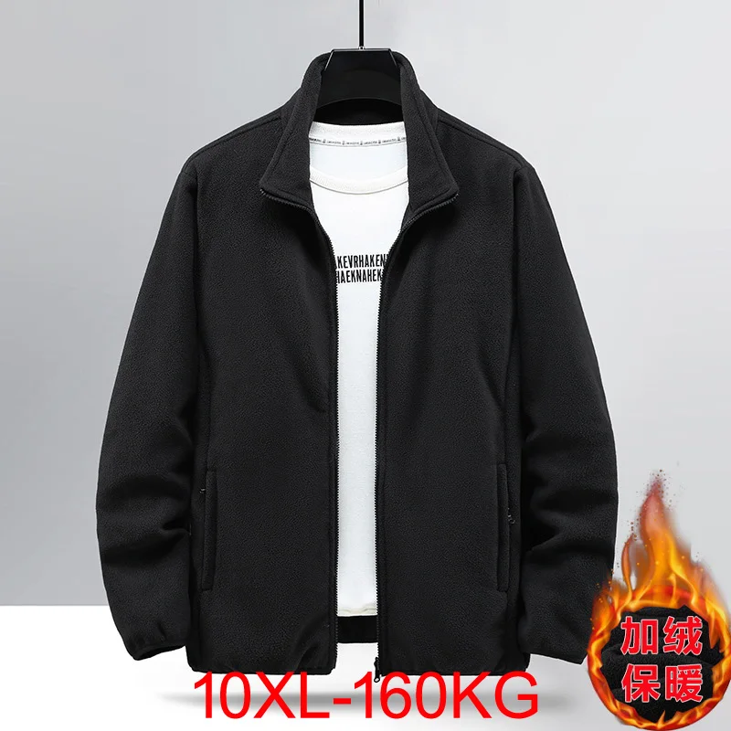 9xl 10xl утепленное флисовое пальто мужская теплая флисовая куртка с капюшоном