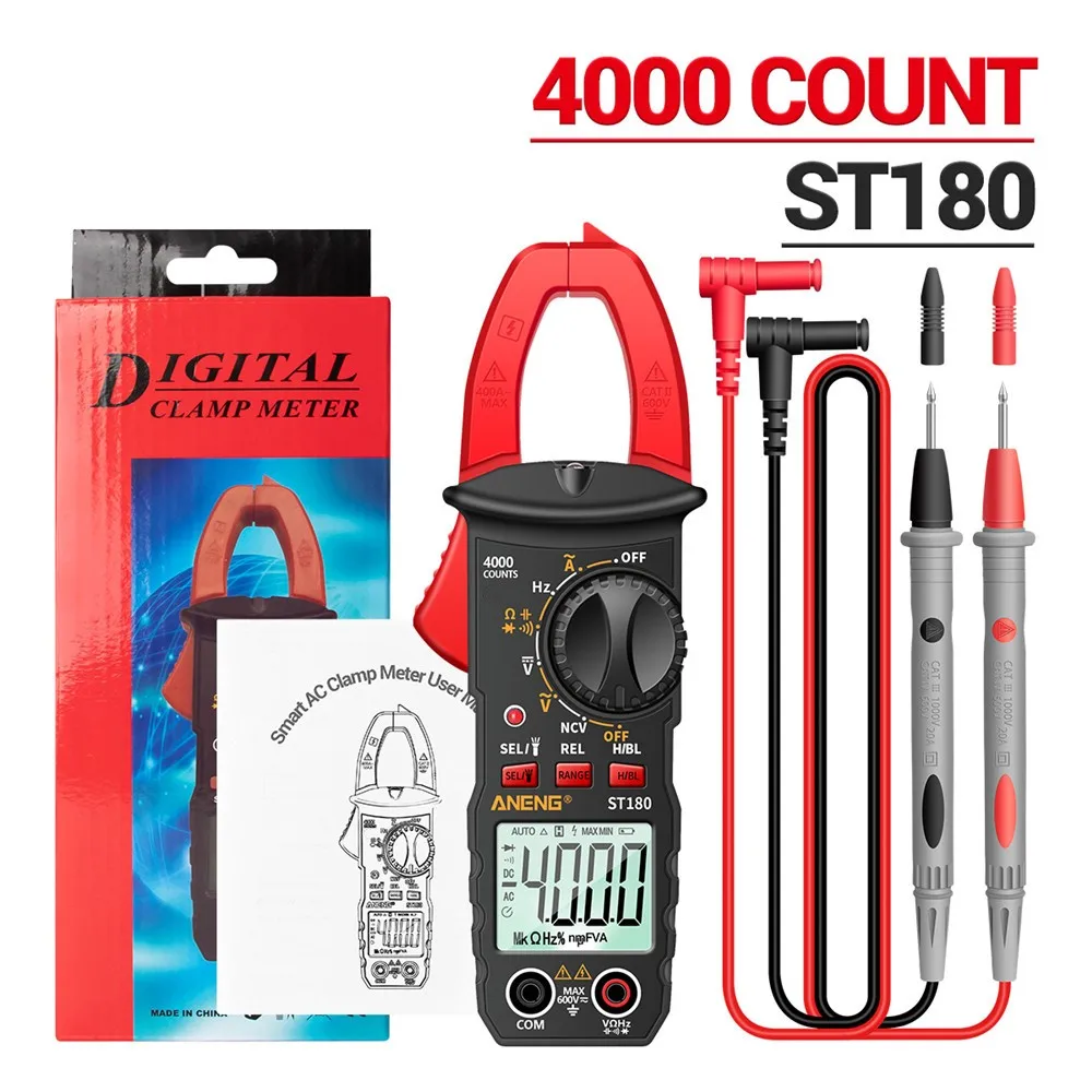 

ANENG Digital Clamp Meter 4000 Counts AC Current Multimeter Ammeter Voltage Tester Frequency Capacitance NCV Ohm Tool