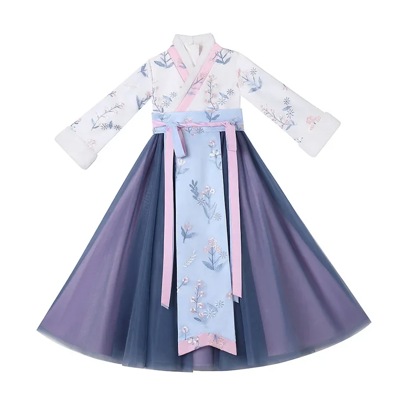 Детское зимнее утолщенное платье Hanfu на флисовой подкладке в китайском стиле