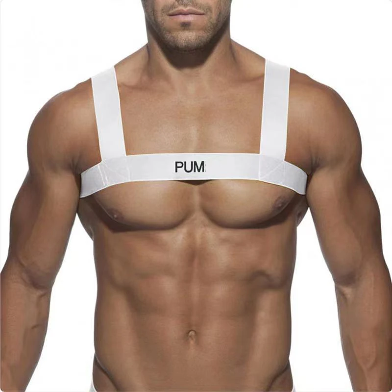 

PUM X Fashion Strap Elastic Sexy Carnival Party Fitness Show Muscle Solid Color Chest Strap Underwear For Boys