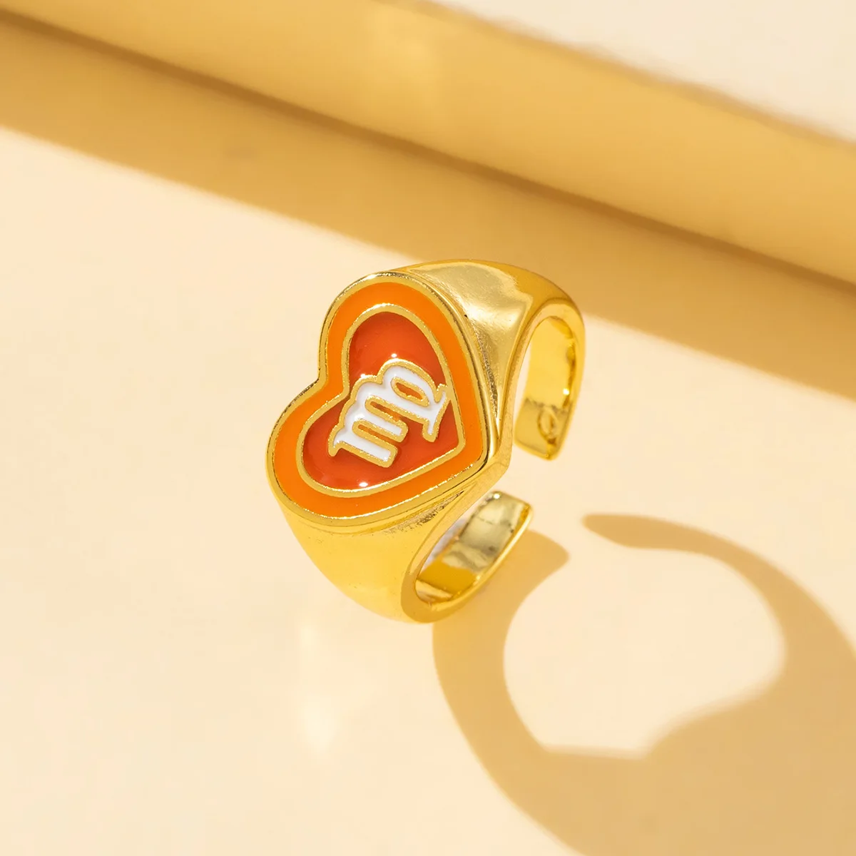 

12 Constellation Simple Style Rings For Women New Fashion Personality Colorful Double Heart Rings Creative Open Ring New