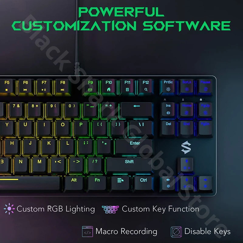Игровая клавиатура Black Shark BS-K1 RGB подсветка 87 клавиш механический TKL дизайн синий