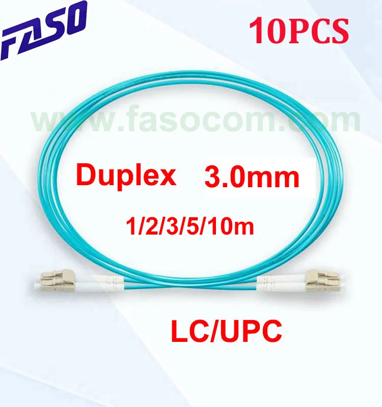 10Pcs OM3 LC UPC-LC UPC Multimode Duplex 3.0mm Optical Fiber Optic Patch Cord Optical Patch Cable 1/2/3/5/10m