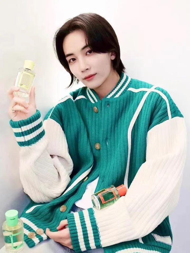Seventeen JEONGHAN Same Style Green Jacket Knitting Loose Korean Style Cardigan 2023 New Korea High Quality Coats Jacket