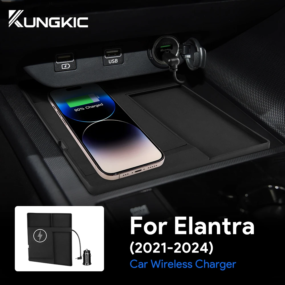 

15 Вт автомобильный беспроводной держатель, зарядное устройство для Hyundai Elantra 2021 2022 2023 2024, быстрая зарядка, оригинальное автомобильное литье