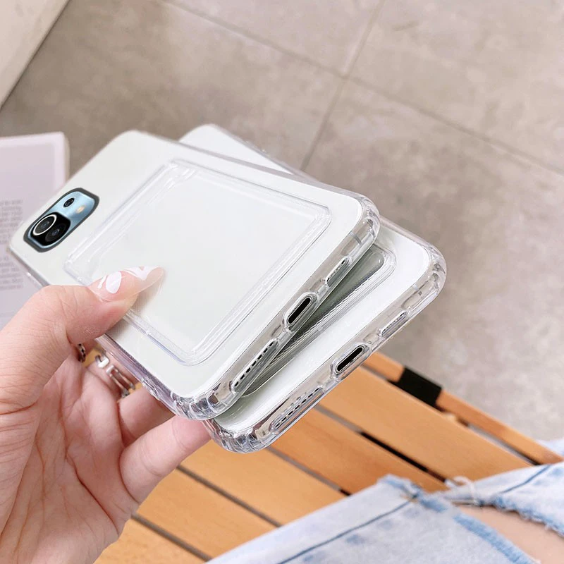 popular card placement phone case for xiaomi mi 11 lite 11i 11t pro 10 10t 9t poco f3 poco x3 pro nfc m3 f3 soft tpu clear cover free global shipping