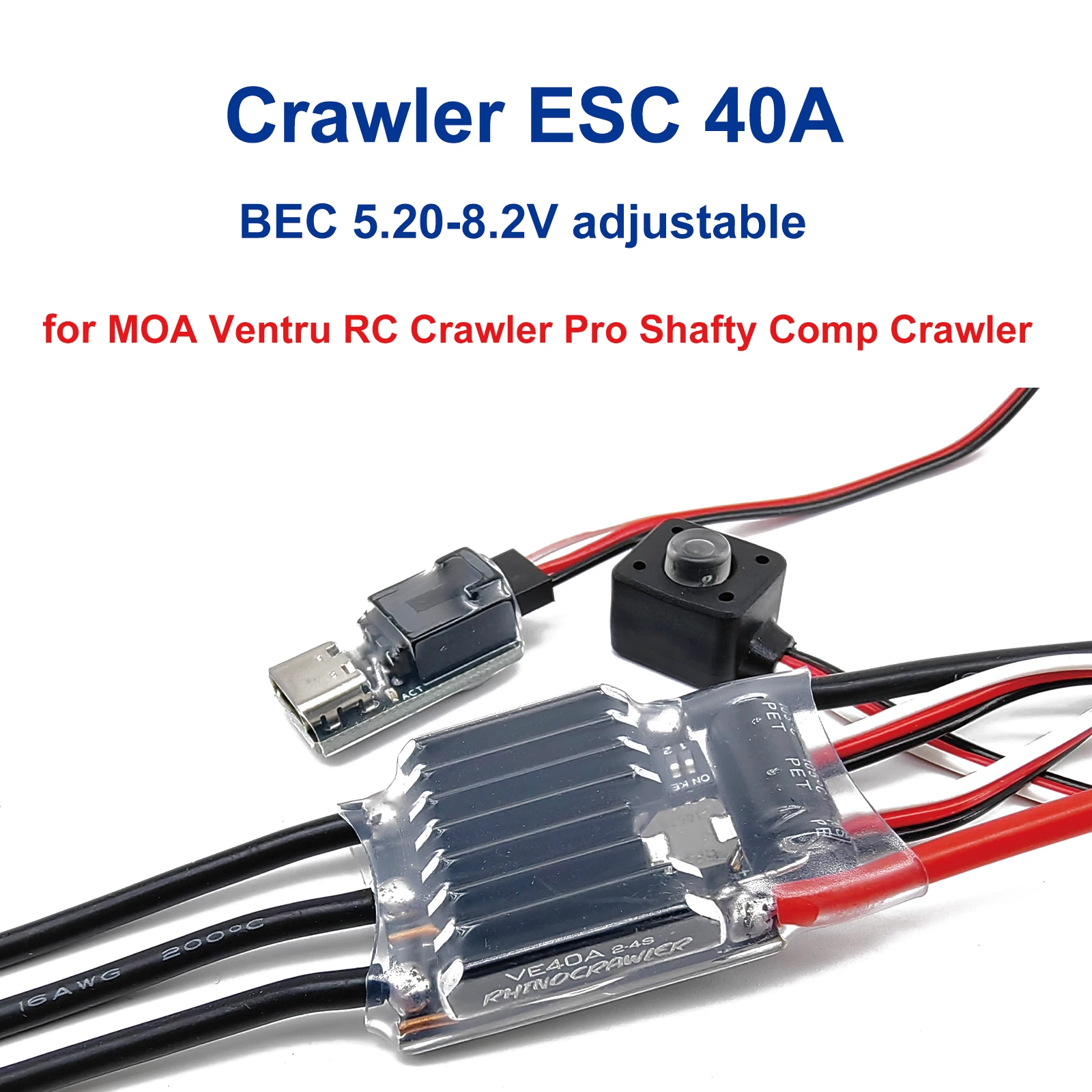 Brushless Esc Ve40a Am32 Bec 5.2~8.2v For Rc Traxxas Axial Moa Ventru Pro Shafty Comp