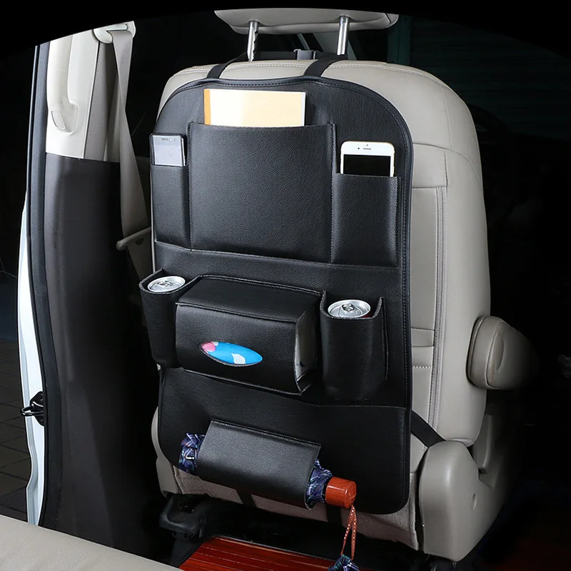 

Car Seat Back Organizer PU Leather Pad Bag Car Storage Organizer Foldable Table Tray Travel Storage Bag Auto Accessories