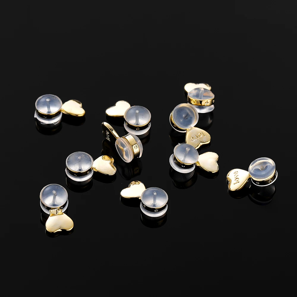 10Pcs Heart Love Magic Earring Lifters Earring Lifts Backs Adjustable Hypoallergenic Earring Nuts Ear Lobe Support