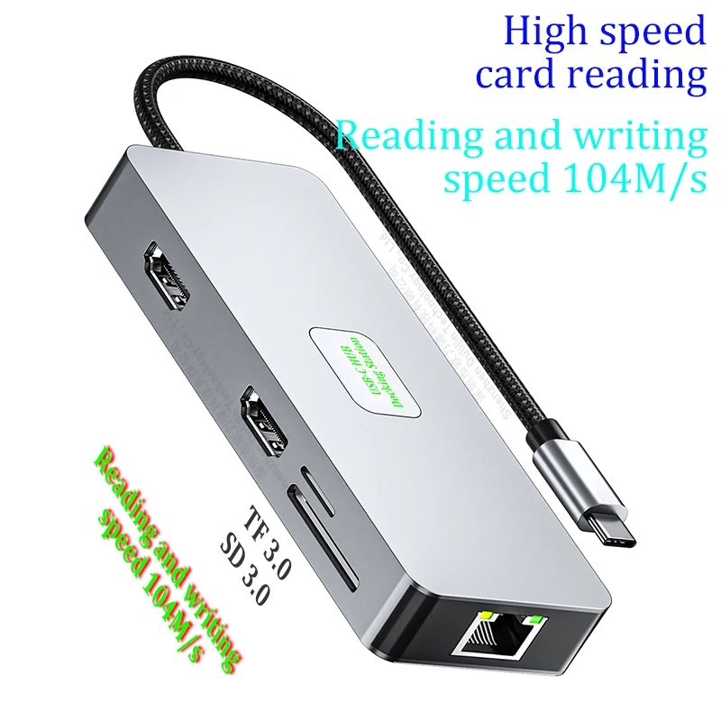 MST HUB Multi USB 3.2 Gen2 10 Гбит/с VGA RJ45 1000M 2x HDMI DP 4K 60HZ Док-станция Thunderbolt Аксессуары для