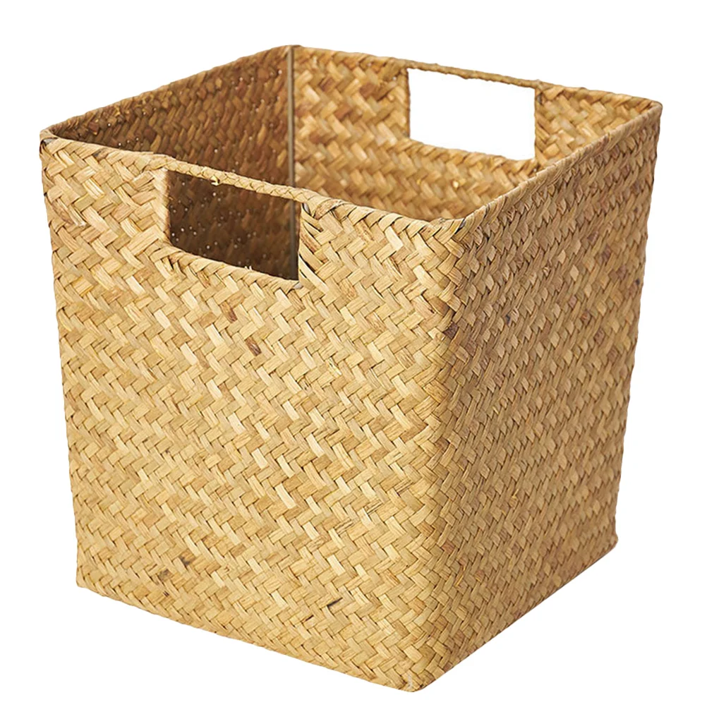 

1 Pc Makeup Organizer Bin Waste Container Woven Storage Organizer Wash Waste Basket Seagrass Pot Hyacinth Clothes Bin