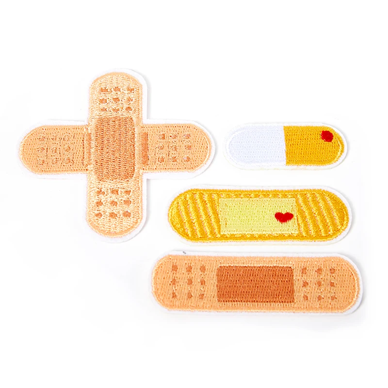 

5pcs Cross Bandage Embroidery Repair Patches Bag Jacket Jeans Cartoon Iron On Parch for Clothes Small Glue Sticker