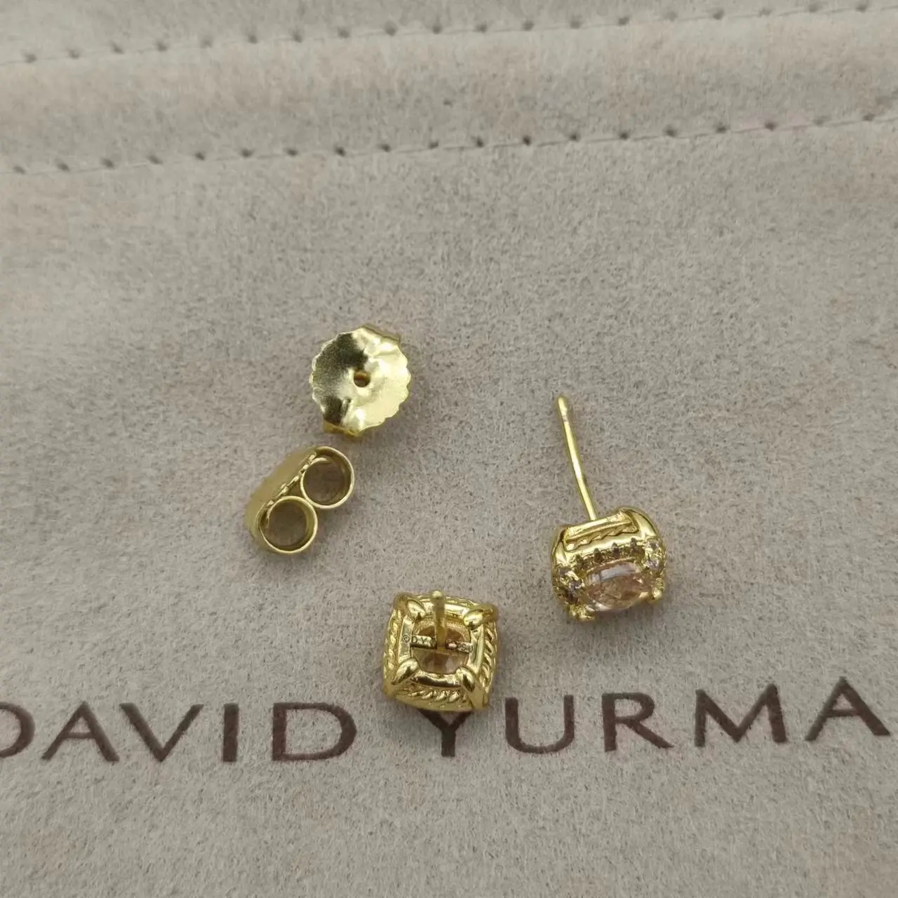 DY David Yurman Gold Hook Twisted Wire Buckle Earrings in Sterling Silver with 14K Yellow PlatedPlated