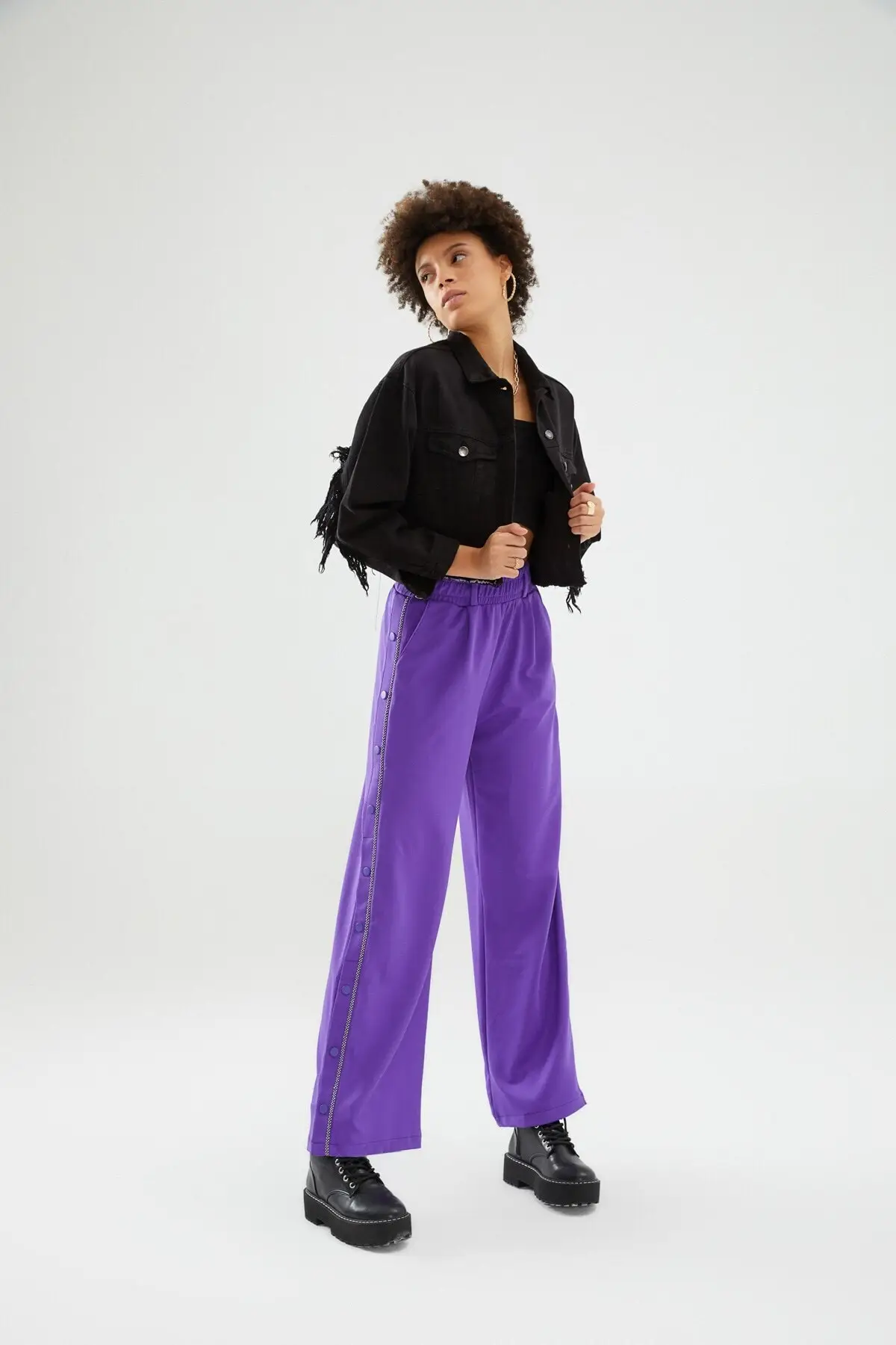 

Женская модная джинсовая куртка с кисточками, черная джинсовая куртка