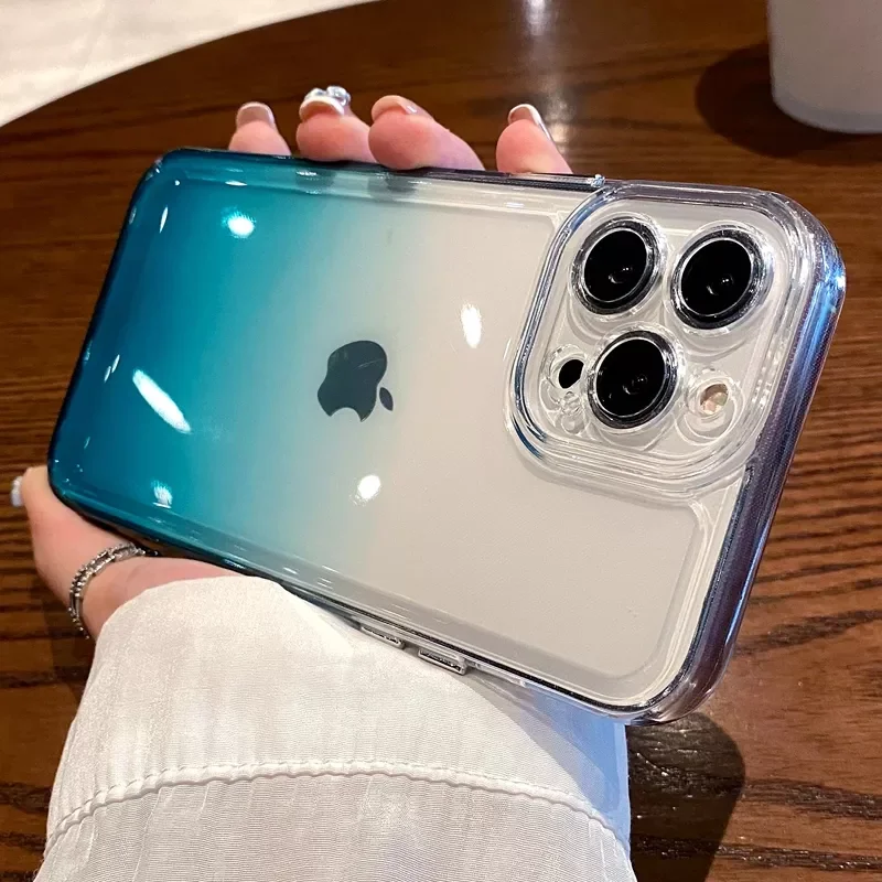 

Free Shipping Gradient Color Phone Case For iPhone 11 12 13 Pro Max X XS XR 7 8 Plus SE 2020 Transparent Shockproof Bumper Back