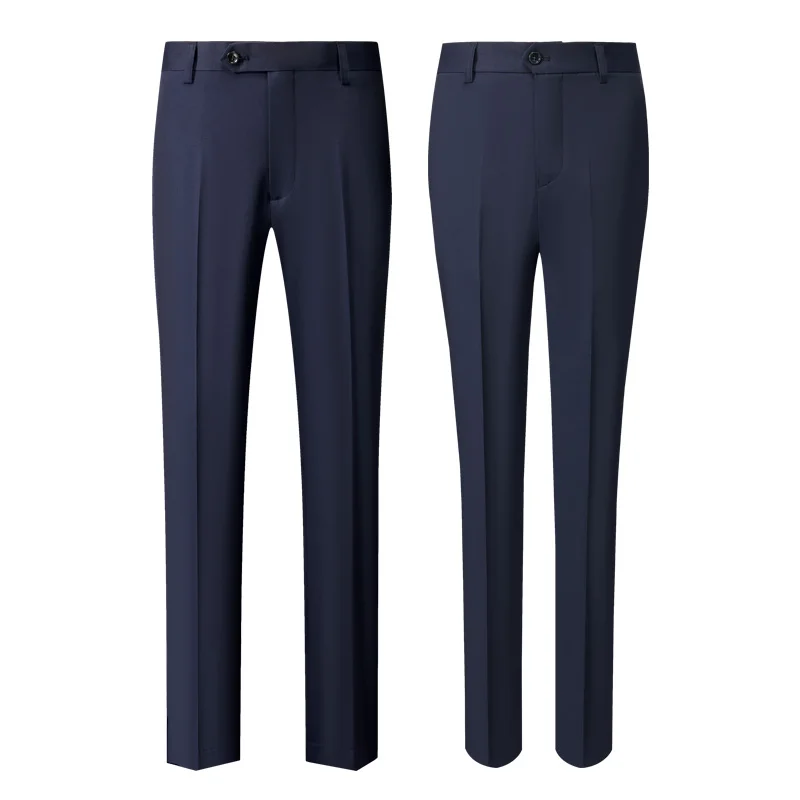 Мужские эластичные брюки прямые без глажки черные облегающие рабочие