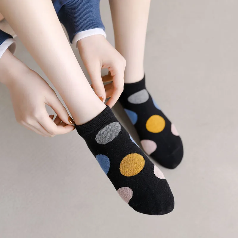 Polka Dot Women's Fashion Socks Retro College Style Casual Japanese Soft Cotton Socks  kawaii  women socks