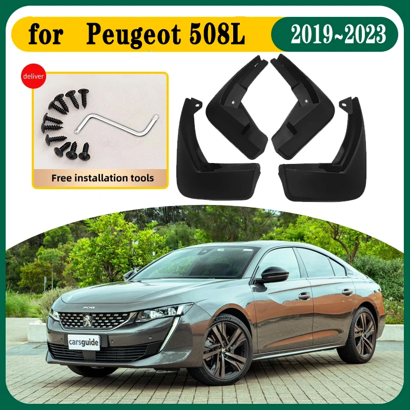 

4 шт. автомобильные брызговики для Peugeot 508L R83 2019 ~ 2023, автомобильные брызговики, брызговики, передние и задние аксессуары для крыльев с защитой от брызг