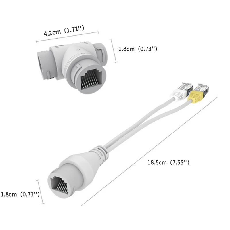 

POE Splitter 2 in1 Network Cabling Connector Three-way RJ45 Connector For Camera