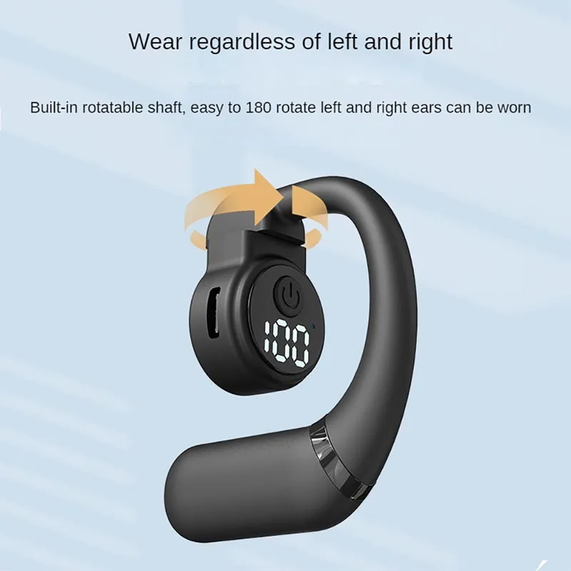 Фото Беспроводная гарнитура с ушным крючком Bluetooth 5.4, наушники 180 °   Вращающиеся Hi-Fi стерео наушники с шумоподавлением, спортивные водонепроницаемые наушники №3