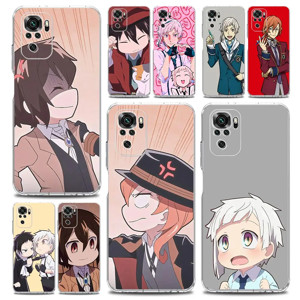 

Bungo Stray Dogs Cartoon Phone Case For Xiaomi Redmi Note 11 9S 9 8 10 Pro 7 8T 9C 9A 8A K40 Pro 11T 5G Soft Clear Cover Coque