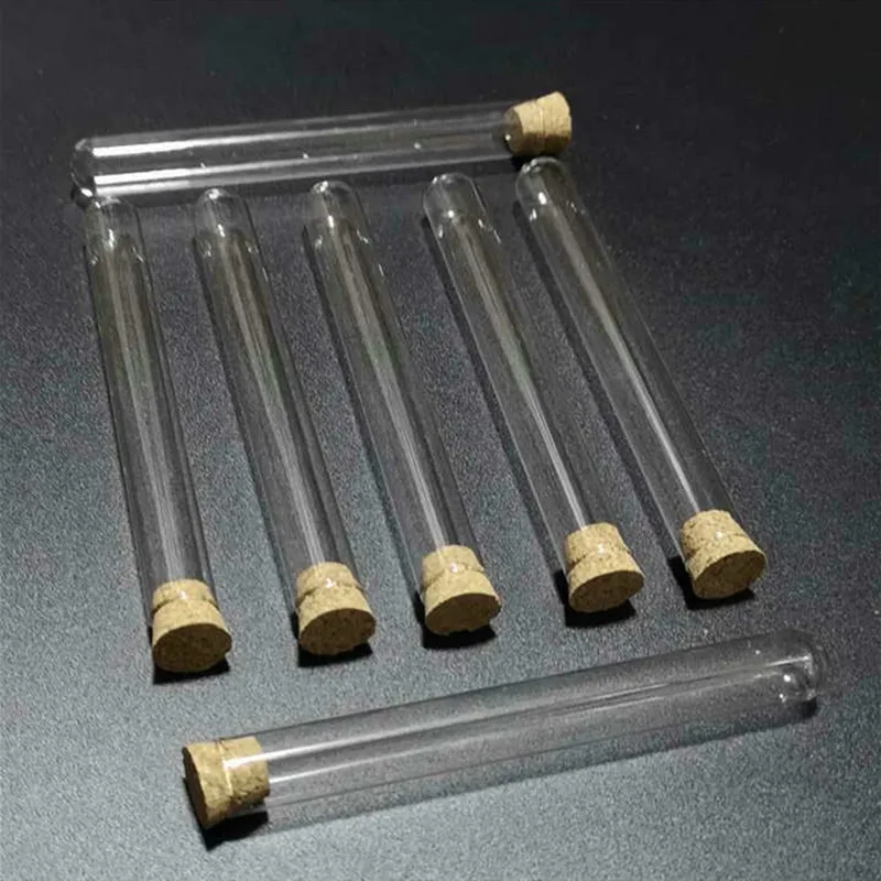 

8ml 24pcs/lot 13x100mm Clear Glass Round Bottom Test Tubes with Cork Stopper for Kinds of Labs/schools Glassware