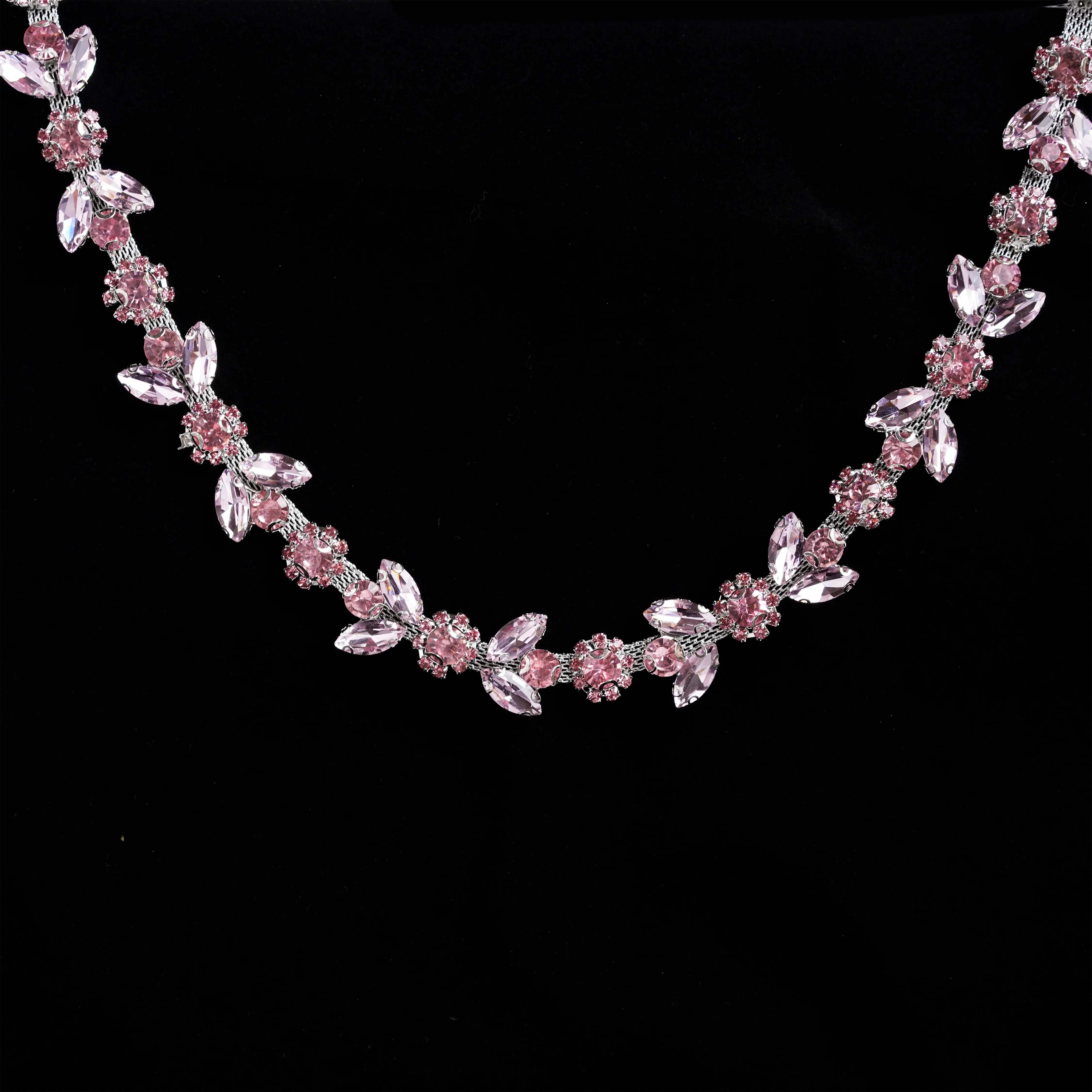 Высокое качество сверкающая хрустальная лента цветок цепочка со стразами для