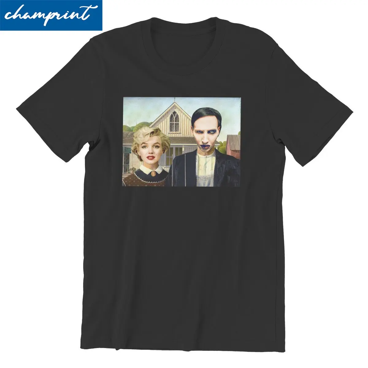

Funny Marilyn Manson Gothic Funny Glamour Pinup T-Shirt Men Crew Neck 100% Cotton T Shirts Short Sleeve Tees Gift Idea Clothing