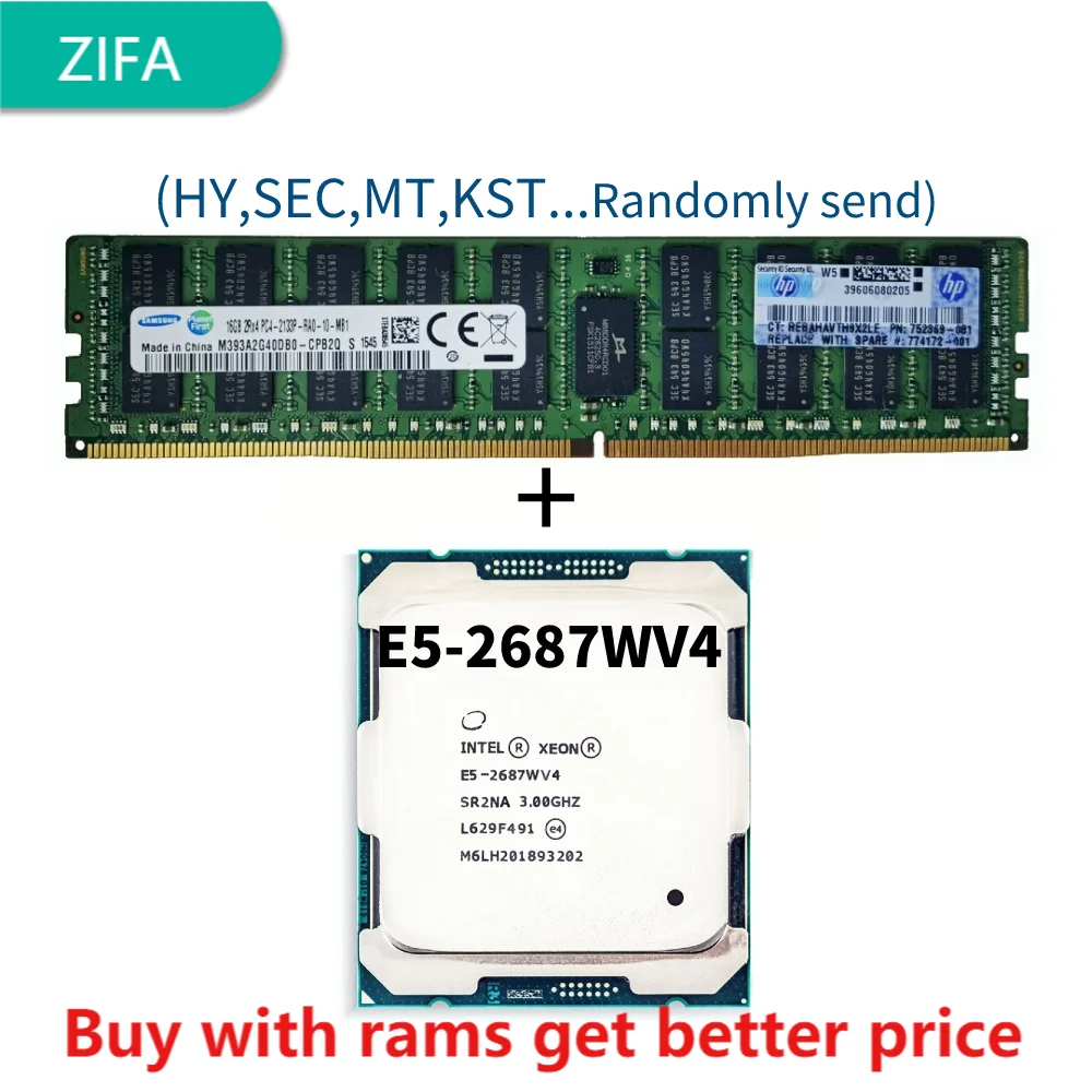 

DDR4 16G Server ram 2133Mhz with E5-2687WV4 processor cpu Server CPU 3.0GHz 14NM 160W LGA 2011-3 14 nanometers 30MB Twelve Cores